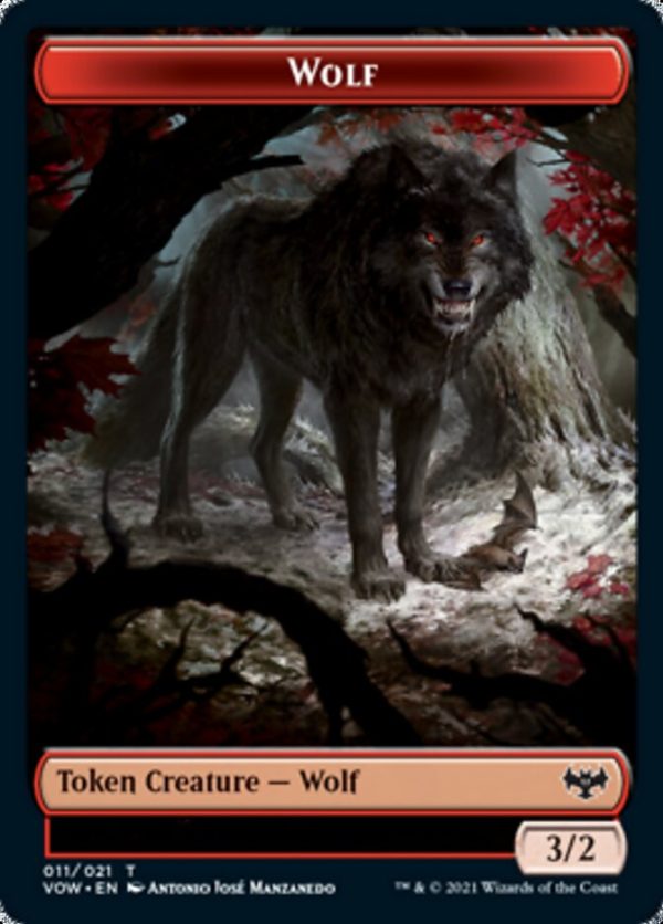 Wolf (011)    Treasure Double-Sided Token [Innistrad: Crimson Vow Tokens] on Sale